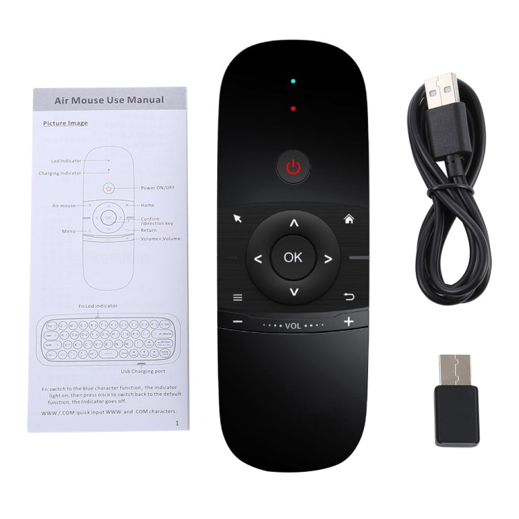 W1 Tastiera wireless QWERTY a 57 tasti Telecomando Air Mouse 2.4G con indicatore LED per Android TV Box, Mini PC, Smart TV, proiettore, HTPC, PC/TV all-in-one, W1