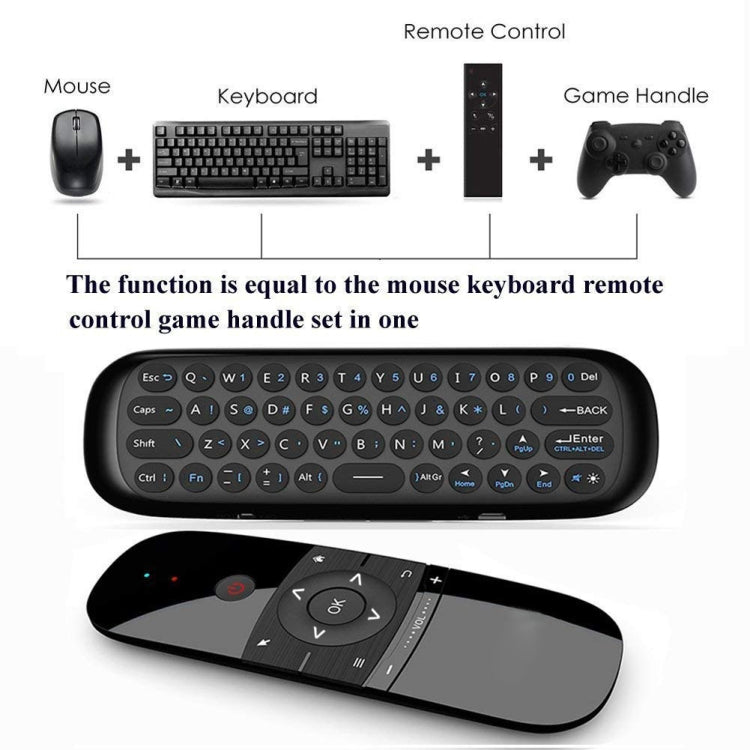 W1 Tastiera wireless QWERTY a 57 tasti Telecomando Air Mouse 2.4G con indicatore LED per Android TV Box, Mini PC, Smart TV, proiettore, HTPC, PC/TV all-in-one, W1