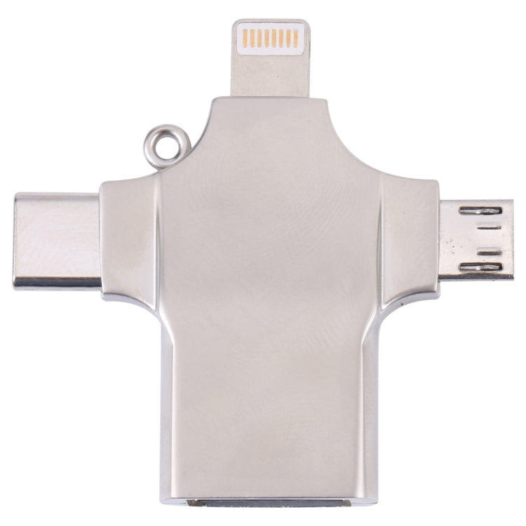 Lettore di schede in metallo 4 in 1 8 pin + Micro USB + USB-C / Type-C a USB