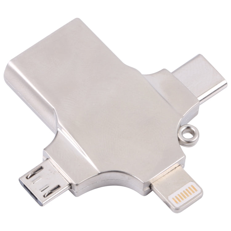 Lettore di schede in metallo 4 in 1 8 pin + Micro USB + USB-C / Type-C a USB