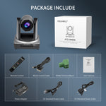 FEELWORLD NDI20X Zoom ottico 20X simultaneo Telecamera PTZ per streaming live, presa UE e USA, NDI20X