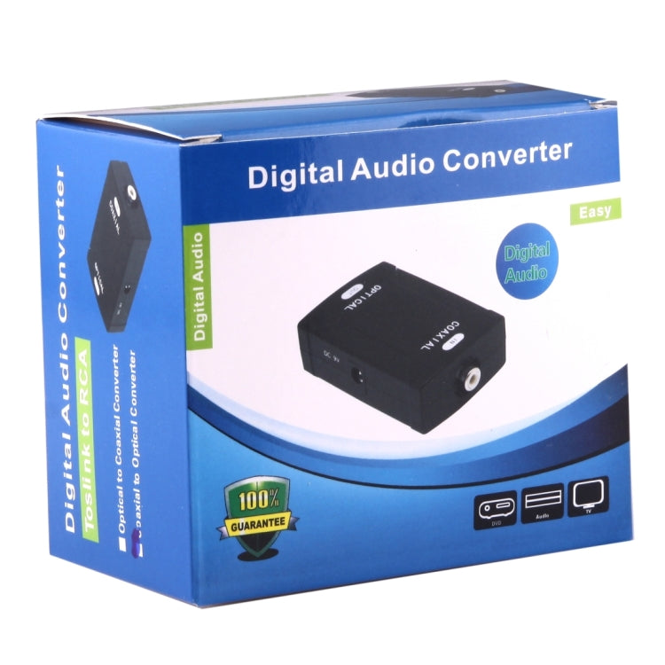 Adattatore convertitore audio digitale con ingresso ottico Toslink e uscita coassiale RCA, Optical Toslink Input