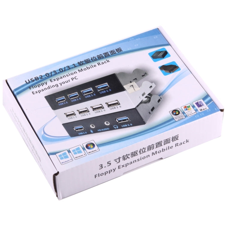 Pannello frontale della baia di espansione floppy da 3,5 pollici Connettore adattatore HUB USB 2.0 a 4 porte