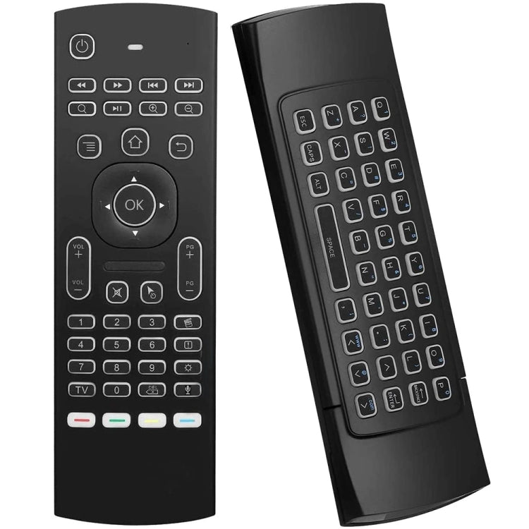 MX3-L Voice con telecomando tastiera wireless Fly Air Mouse retroilluminato da 2,4 GHz, Voice with Backlit