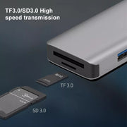 NK-3049HD 6 in 1 USB maschio a slot per scheda MS/TF + USB 3.0 + 3 adattatori USB 2.0 femmina, NK-3049HD
