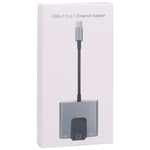 Adattatore 3 in 1 USB-C con Ethernet e jack cuffie 3,5 mm