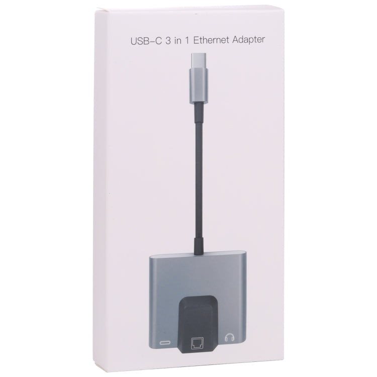 Adattatore 3 in 1 USB-C con Ethernet e jack cuffie 3,5 mm
