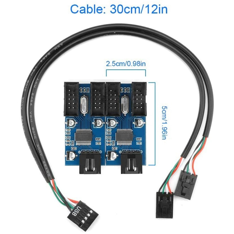 Circuito divisore da uno a quattro adattatore HUB USB 2.0 a 9 pin Rocketek HC427, One-to-Four