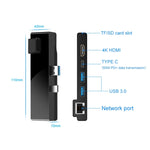 Hub Rocketek SH869 con USB 3.0, HDMI, RJ45, Type-C