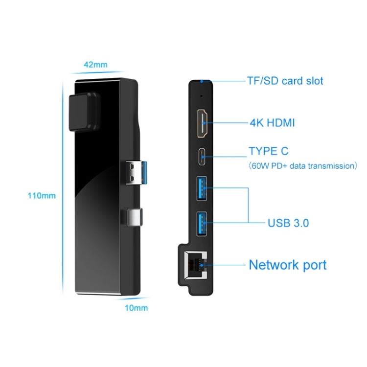 Hub Rocketek SH869 con USB 3.0, HDMI, RJ45, Type-C