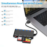 Lettore di schede multifunzione Rocketek CR7 USB3.0 Scheda CF / XD / MS / SD / TF 7 in 1, USB3.0