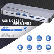Adattatore HUB Rocketek HC452 da tipo C a 100M RJ45 + HDMI+VGA 14 in 1