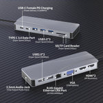 Adattatore HUB Rocketek 14 in 1 USB-C con HDMI, VGA e RJ45