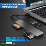 Rocketek CR308 Lettore di schede multifunzione USB 3.0 Scheda CF / CFast / SD / MS / TF 5 in 1