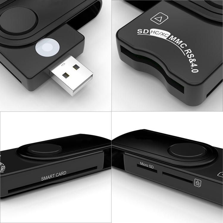 Lettore di smart card IC multifunzione Rocketek CR310-B USB 3.0 / SD / TF / SIM, CR310-B