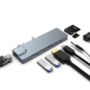 Rocketek SHL731 Adattatore HUB 8 in 1 60W PD / RJ45 / 4K HDMI / USB 3.0 per Surface Pro 3/4 / GO, For Surface Pro 3 / 4 / GO