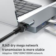 Rocketek SHL731 Adattatore HUB 8 in 1 60W PD / RJ45 / 4K HDMI / USB 3.0 per Surface Pro 3/4 / GO, For Surface Pro 3 / 4 / GO
