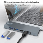 Rocketek SHL731 Adattatore HUB 8 in 1 60W PD / RJ45 / 4K HDMI / USB 3.0 per Surface Pro 3/4 / GO, For Surface Pro 3 / 4 / GO