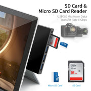 Adattatore HUB Rocketek SGO771 da tipo C a USB 2.0/3,5 mm AUX/SD/TF per Surface Pro GO, SGO771