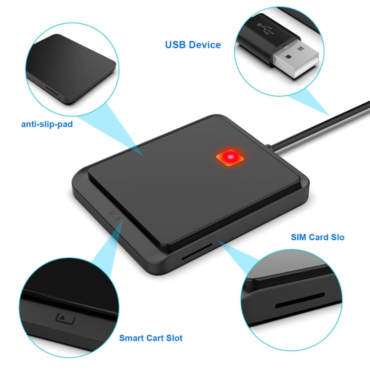 Lettore di schede Smart Card Rocketek CR317 USB 2.0 SIM/ID/CAC 2 in 1