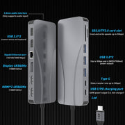 Rocketek HC451 da tipo C a 60 W PD + 4K HDMI + DP + adattatore HUB RJ45 100 M 14 in 1