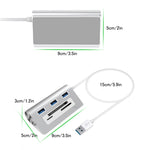 Rocketek HC423 USB3.0 x 3 + adattatore HUB per lettore di schede SD/TF/CF
