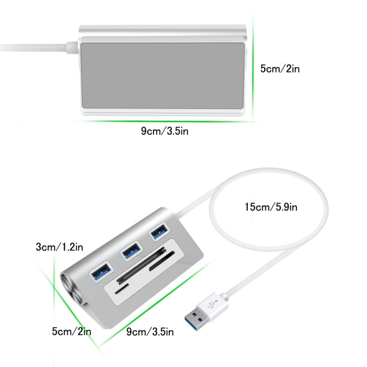 Rocketek HC423 USB3.0 x 3 + adattatore HUB per lettore di schede SD/TF/CF