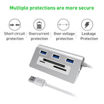 Rocketek HC423 USB3.0 x 3 + adattatore HUB per lettore di schede SD/TF/CF