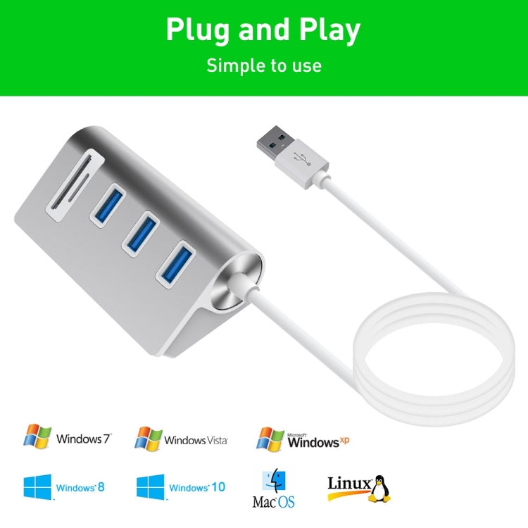 Adattatore HUB per lettore di schede USB 3.0 x 3 Rocketek HC422 + SD / TF
