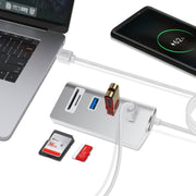 Adattatore HUB per lettore di schede USB 3.0 x 3 Rocketek HC422 + SD / TF
