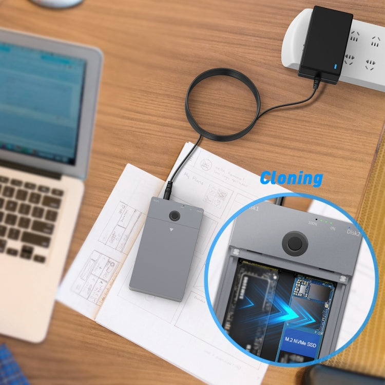 Docking station NVMe con doppia unità a stato solido M.2 USB3.1 Gen2 Rocketek ME921, presa UK, UK Plug