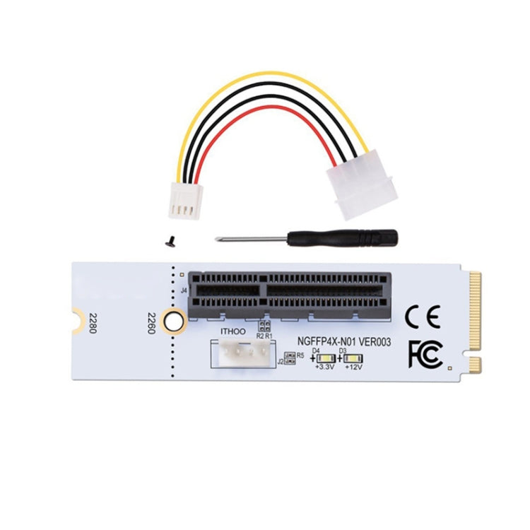 NGFF M.2 Chiave M a PCI-E 1X / 4X / 8X / 16X Scheda grafica Mining Slot Adattatore Scheda convertitore riser con LED e cavo di alimentazione a 4 pin, VER003 with 4 Pin Power Cable