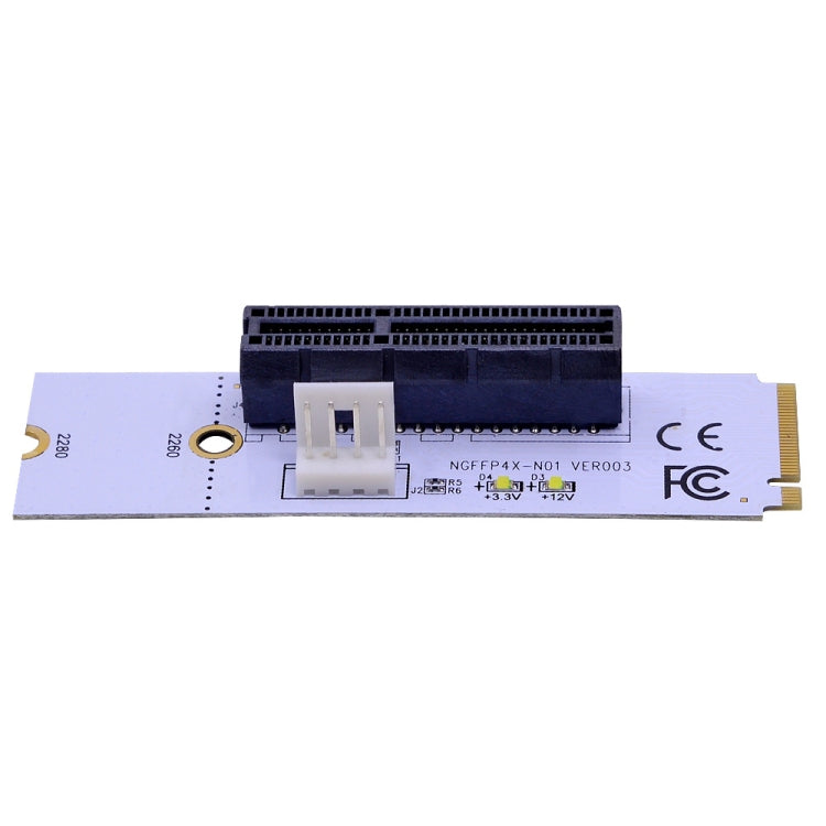 NGFF M.2 Chiave M a PCI-E 1X / 4X / 8X / 16X Scheda grafica Mining Slot Adattatore Scheda convertitore riser con LED e cavo di alimentazione a 4 pin, VER003 with 4 Pin Power Cable