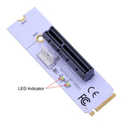 NGFF M.2 Chiave M a PCI-E 1X / 4X / 8X / 16X Scheda grafica Mining Slot Adattatore Scheda convertitore riser con LED e cavo di alimentazione a 4 pin, VER003 with 4 Pin Power Cable