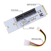 NGFF M.2 Chiave M a PCI-E 1X / 4X / 8X / 16X Scheda grafica Mining Slot Adattatore Scheda convertitore riser con LED e cavo di alimentazione a 4 pin, VER003 with 4 Pin Power Cable