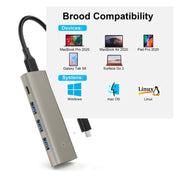 Adattatore HUB Rocketek HC466 USB 3.2 Gen2 Type-C 4 in 1