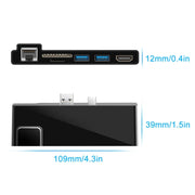 Adattatore HUB Rocketek SH768 6 in 1 RJ45 / USB 3.0 / HDMI / SD / TF per Surface Pro 4, For Surface Pro 4 with RJ45