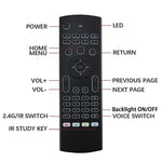 MX3-L Versione retroilluminata bianca Telecomando con tastiera wireless Fly Air Mouse da 2,4 GHz, White Backlit Version