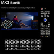 MX3-L Versione retroilluminata bianca Telecomando con tastiera wireless Fly Air Mouse da 2,4 GHz, White Backlit Version