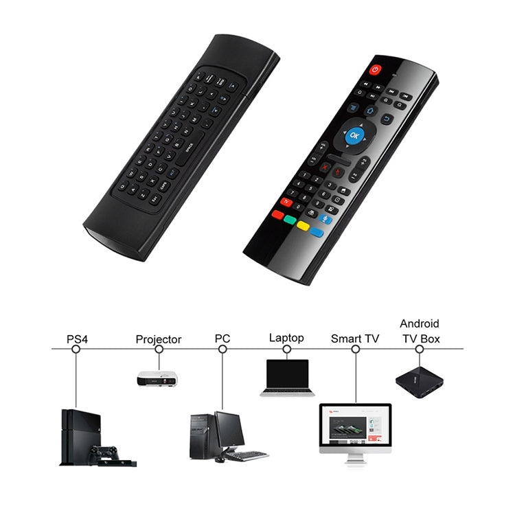 Telecomando con tastiera wireless Fly Air Mouse da 2,4 GHz versione standard MX3-L, Standard Version