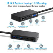 Rocketek SH702 Adattatore HUB USB 3.0 11 in 1 con RJ45 per laptop Surface 1 / 2