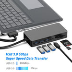 Rocketek SH702 Adattatore HUB USB 3.0 11 in 1 con RJ45 per laptop Surface 1 / 2