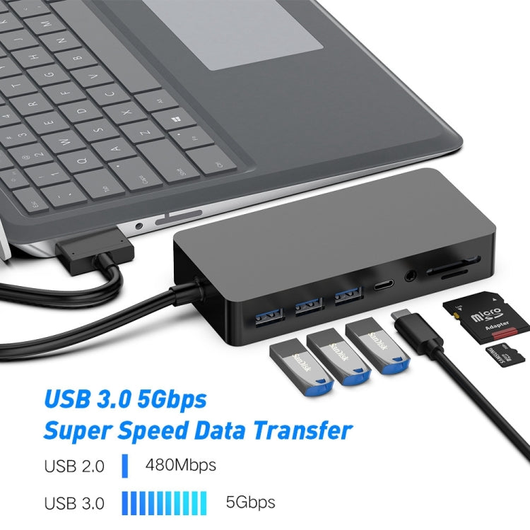 Rocketek SH702 Adattatore HUB USB 3.0 11 in 1 con RJ45 per laptop Surface 1 / 2