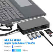 Rocketek SH702 Adattatore HUB USB 3.0 11 in 1 con RJ45 per laptop Surface 1 / 2