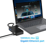 Rocketek SH702 Adattatore HUB USB 3.0 11 in 1 con RJ45 per laptop Surface 1 / 2