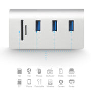 Adattatore HUB splitter USB 3.0 ad alta velocità Rocketek HUB-3PC2
