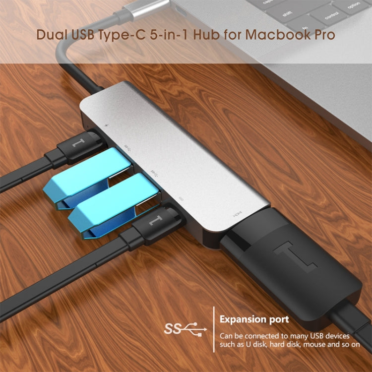 Adattatore HUB 5 in 1 USB-C con HDMI e porte USB