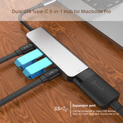 Adattatore HUB 5 in 1 HDMI + USB x 2 + PD x 2 a USB-C/Tipo-C, HDMI + USB x 2 + PD x 2