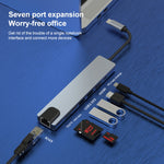 Hub USB-C 7 in 1 con HDMI, RJ45, SD/TF e PD 100W