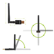 EDUP EP-DB1607 Scheda di rete adattatore Ethernet USB 2.0 WiFi dual band 600Mbps 2,4GHz e 5GHz, EP-DB1607